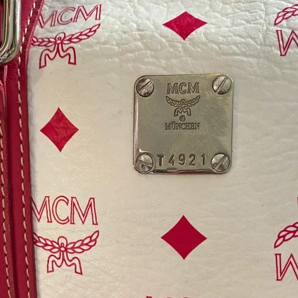 Authentic MCM Mini White and Red Satchel Bag - Picture 7 of 12